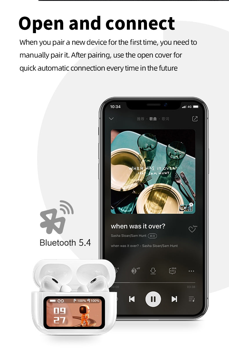 A9 Pro : Ecouteurs Bluetooth écran tactile